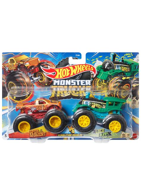 Hot Wheels Monster Trucks Demolition Doubles Spur Of The Moment Vs Loco Punk Hlt