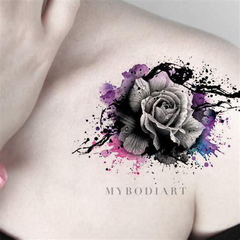 Watercolor Flower Tattoo Shoulder