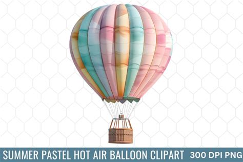 Summer Pastel Hot Air Balloon Clipart