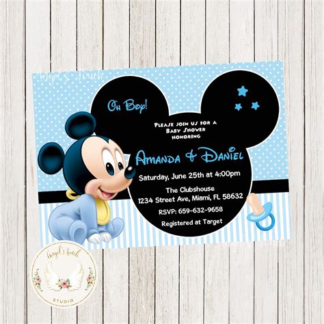 Mickey Mouse Baby Shower Invitation, Mickey Mouse Baby Invitation ...