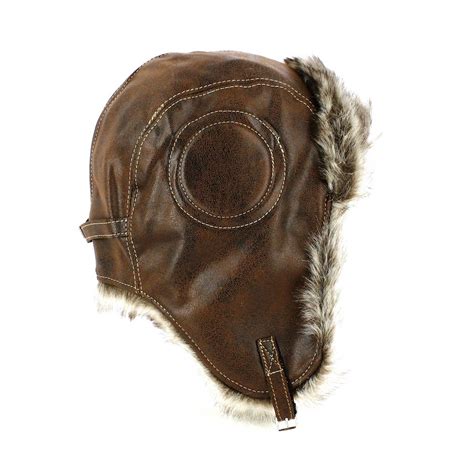 Brown Vintage Faux Leather Trapper Hat Ref 21023