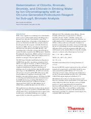 Determination Of Chlorite Bromate Bromide And Chlorate In Drinking