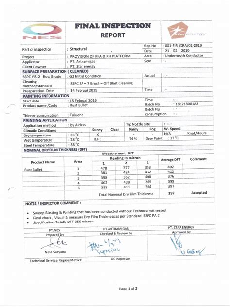 Final Inspection Report | PDF