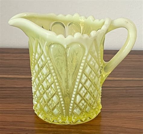 Antique Victorian Davidson Pressed Glass Milk Jug And Sugar Bowl Pearline