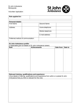 St John Ambulance Volunteer Application Form Fill And Sign Printable