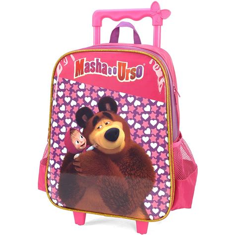 Mochila Poli C Rodas Masha Urso Ic Mu Luxcel Pt Un