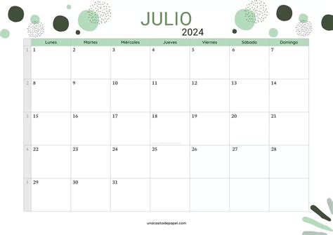 Calendarios Julio 2024 ️ Para Imprimir Pdf