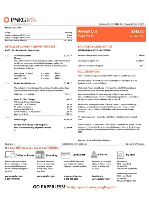 USA New Jersey PSEG Electricity Utility Bill Template In Word And PDF