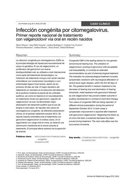 PDF CASO CLÍNICO Infección congénita por citomegalovirus Primer