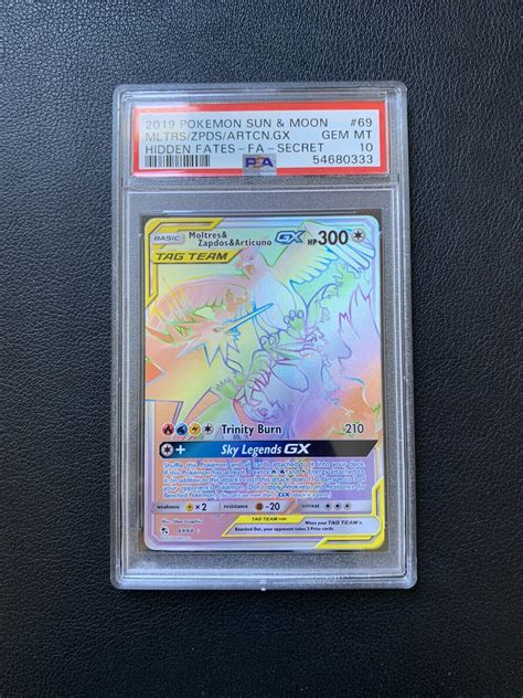 Pokemon Hidden Fates Full Art Secret Rare Moltres Zapdos Articuno Gx