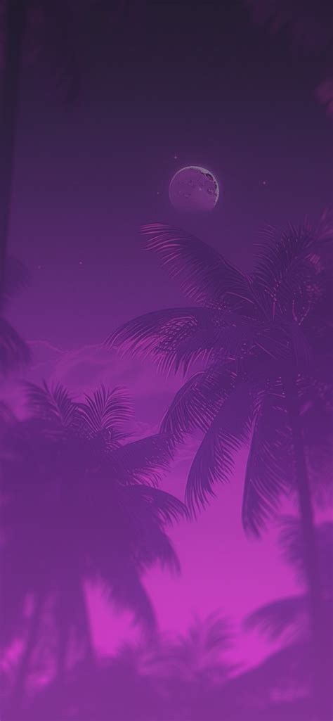 Palms & Moon Purple Aesthetic Wallpaper Purple Wallpaper Phone