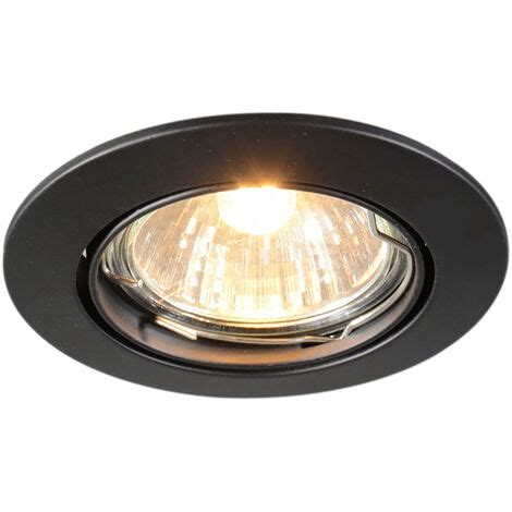 Set Of Modern Recessed Spotlights Black Tiltable Edu