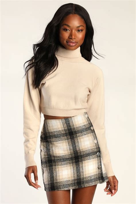 Grey Plaid Skirt Plaid Mini Skirt Button Up Skirt Lulus