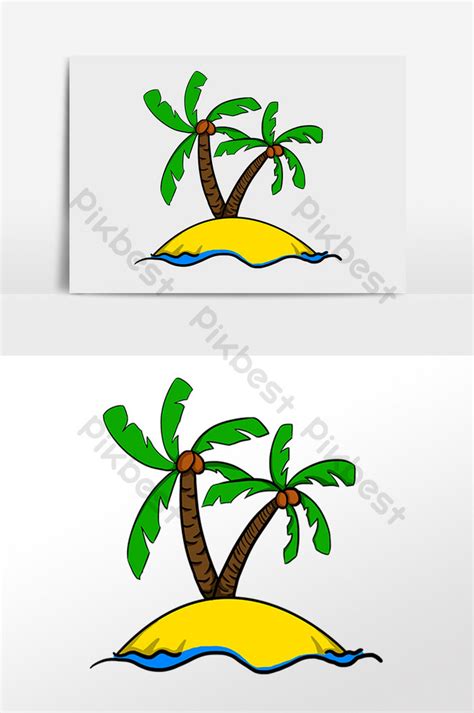 drawing beach plant coconut tree illustration element | PNG Images PSD Free Download - Pikbest