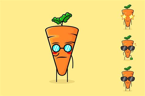 Premium Vector Cute Carrot Character With Cool Expression And Eyeglasses Green And Orange