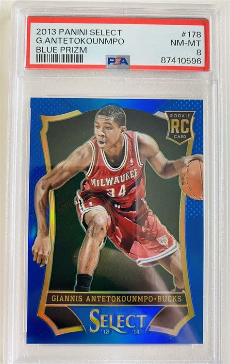 2013 14 PANINI SELECT GIANNIS ANTETOKOUNMPO BLUE PRIZM ROOKIE 49 49 PSA