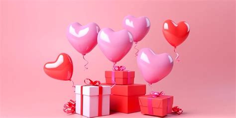 Premium AI Image AI Generated Flying Heart Ballon With Gift Box In