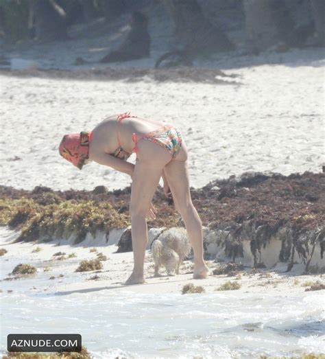 Rose McGowan Sexy Seen Wearing A Multi Colored Bikini As She Hits The Beach In Mexico AZNude