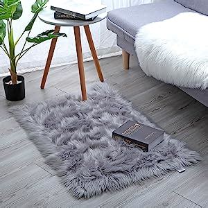 Yihaic Faux Fur Sheepskin Style Rug Faux Fleece Fluffy Area Rugs Seat