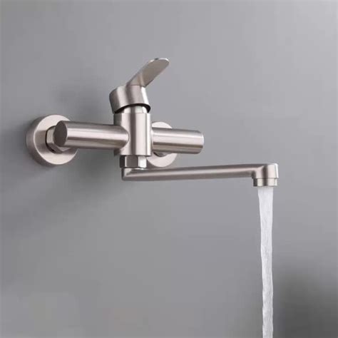 Stainless Steel Kitchen Faucets Hot And Cold Wall Mounted Tap Mixer Extendable Sink Cranes
