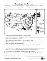 Science Worksheet Reading A Weather Map Pdf Name Date Focusing