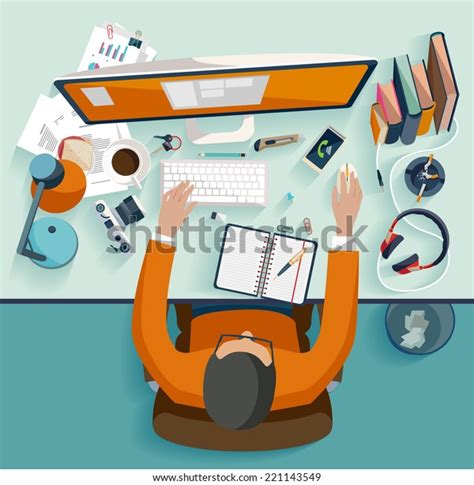 Workplace Concept Flat Design Stock Vector Royalty Free 221143549