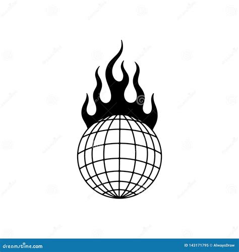 Globe In Fire Cartoon Vector | CartoonDealer.com #60831689