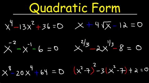 Solving Equations In Quadratic Form Using Substitution Youtube