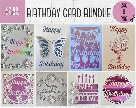 Svg 3d Pop Up Birthday Card Bundle Birthday Svg Bundle Etsy Uk