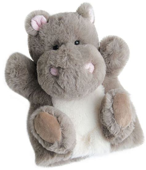 Histoire d Ours Marionnette à main hippopotame gris taupe 25 cm HO2592