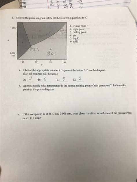 Solved Refer to the phase diagram below for the following | Chegg.com 