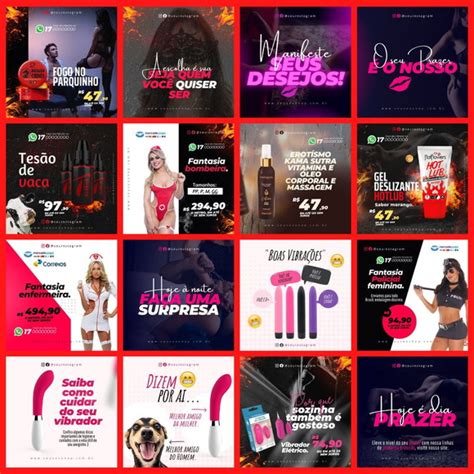 Artes para Sex Shop Templates Editáveis Canva Elo