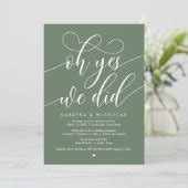 Oh Yes We Did Wedding Elopement Dinner Party Invitation Zazzle