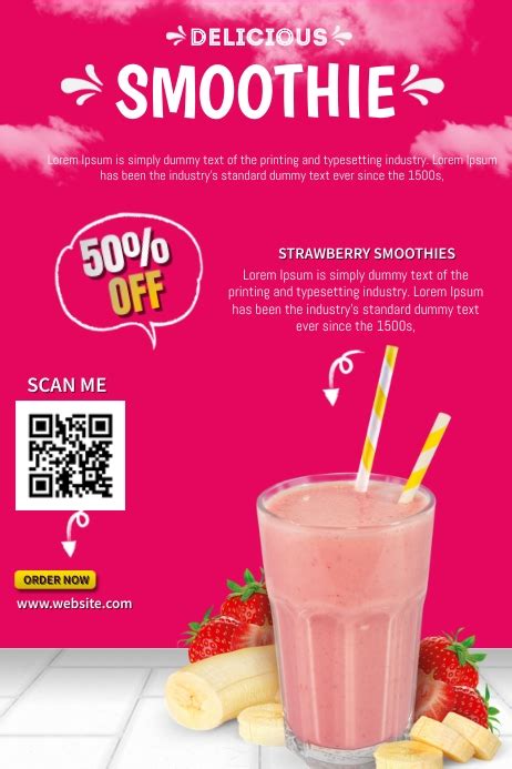 Copy Of Strawberry Smoothie Template Postermywall