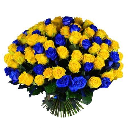 Order a bouquet «101 yellow-and-blue roses» with delivery