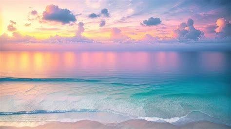 Premium AI Image | A colorful sunset over a beach with a blue sky and ...