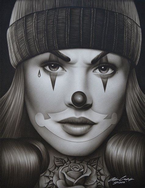 Og Payasa By Spider Latina Payaso Clown Woman Tattoo Canvas Art Print