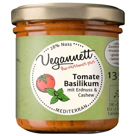 Bio Tomate Basilikum Mit 28 Prozent Cashew Und Erdnussmus 135g Vegan