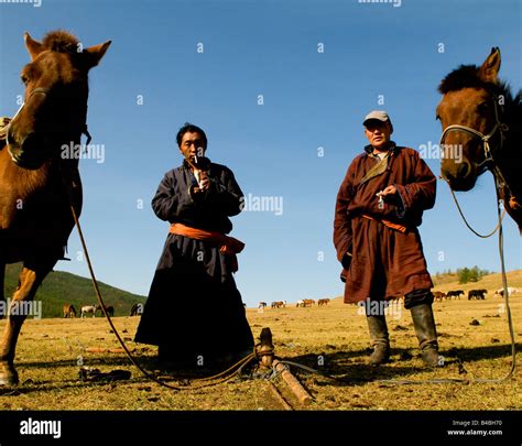 Mongolian Nomads In The Vast Mongolian Grasslands Stock Photo Alamy