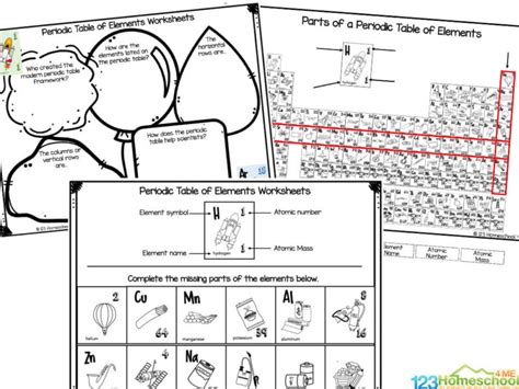 FREE Printable Periodic Table of Elements Science Worksheets ...