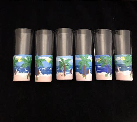 Shot Glassesset Of 6 Shot Glasses Hand Painted Shot Glasses Etsy