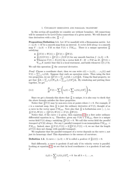 Covariant Derivative And Parallel Transport