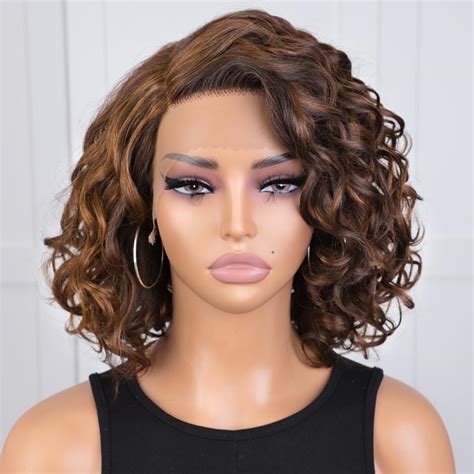 Joedir Hair Short Curly Side Part Lace Front Wig Human Hair Inch