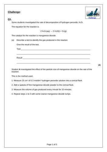 Effect Of Catalysts On Reaction Rate Teaching Resources