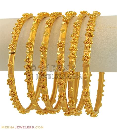 Indian Gold Bangles Set Of 6 Bast10611 22kt Gold Bangles Set Of