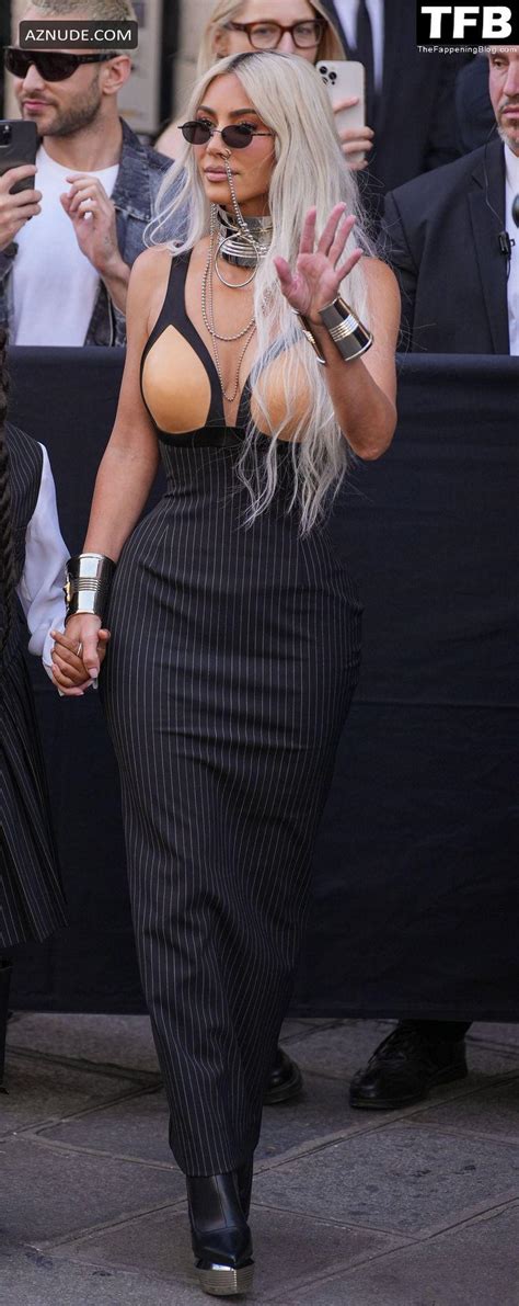 Kim Kardashian Sexy Seen Flaunting Her Hot Tits At The Jean Paul Gaultier Fashion Show In Paris
