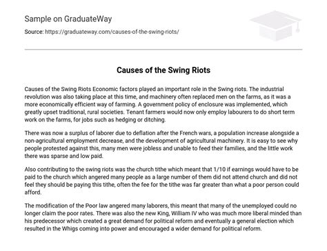 ⇉Causes of the Swing Riots Essay Example | GraduateWay