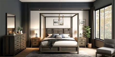 Sleek And Chic A Modern Bedroom Set For The Contemporary Home Stock