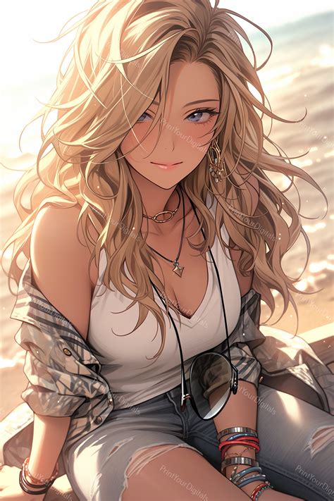 Professional Midjourney Anime Girl Blonde Hair Prompt 12 High Quality Png S Summer Vibes