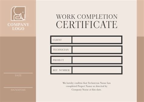 Design Wizard Free Course Completion Certificate Template Sample